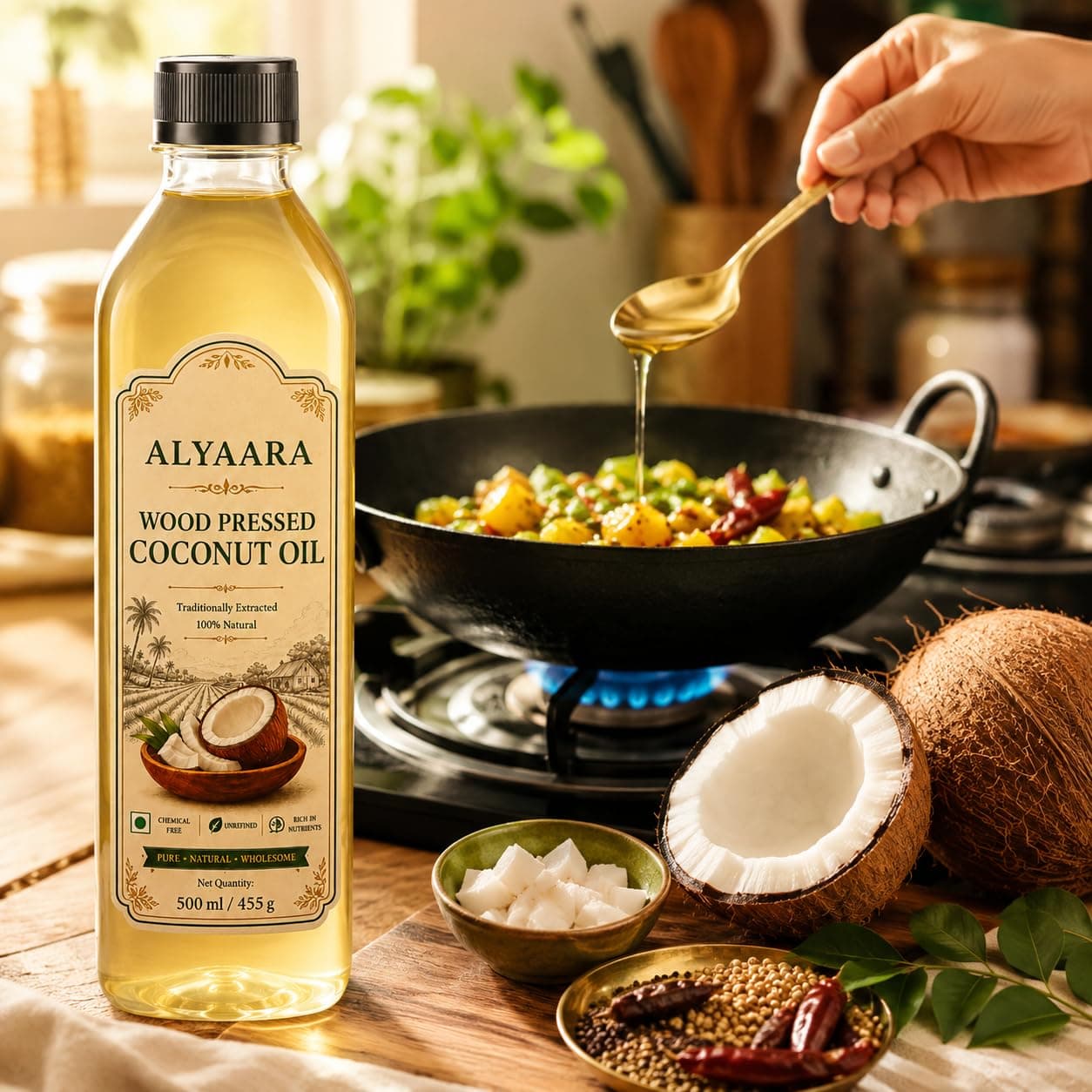 Wood Cold Pressed Coconut Oil - 1L plastic bottle