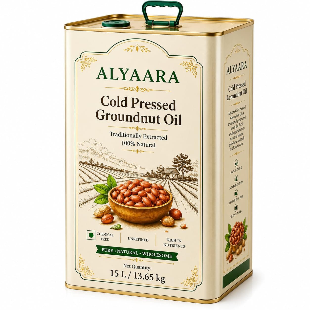 Alyaara cold pressed groundnut oil 15 L tin
