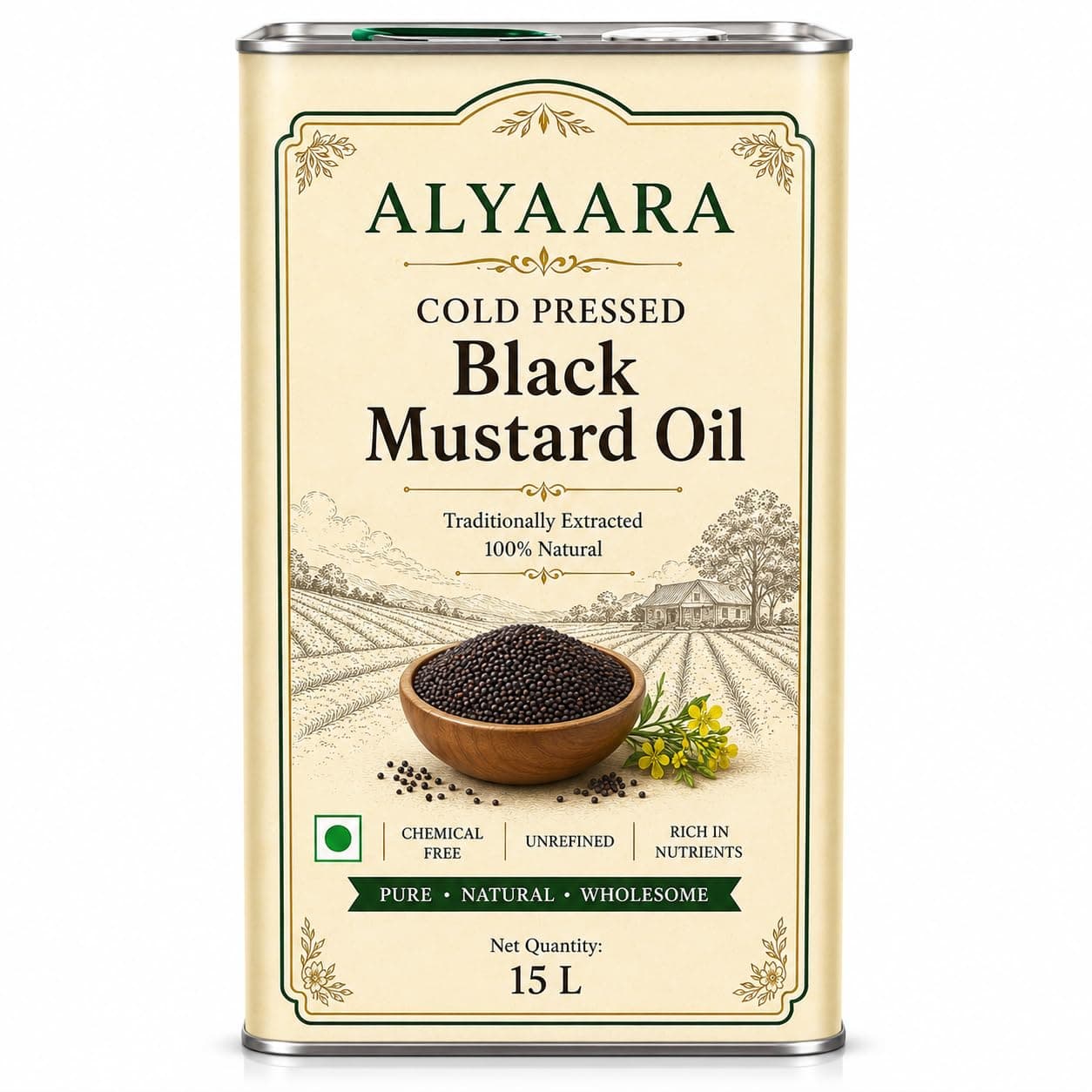 Alyaara cold pressed black mustard oil 15 L tin